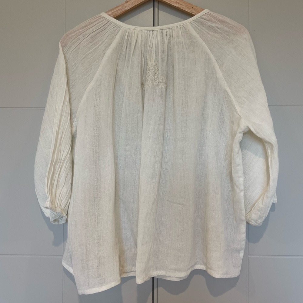 NWT House of Harlow 1960 Boho Embroidered Light Blouse Cream Size Medium - Picture 2 of 7